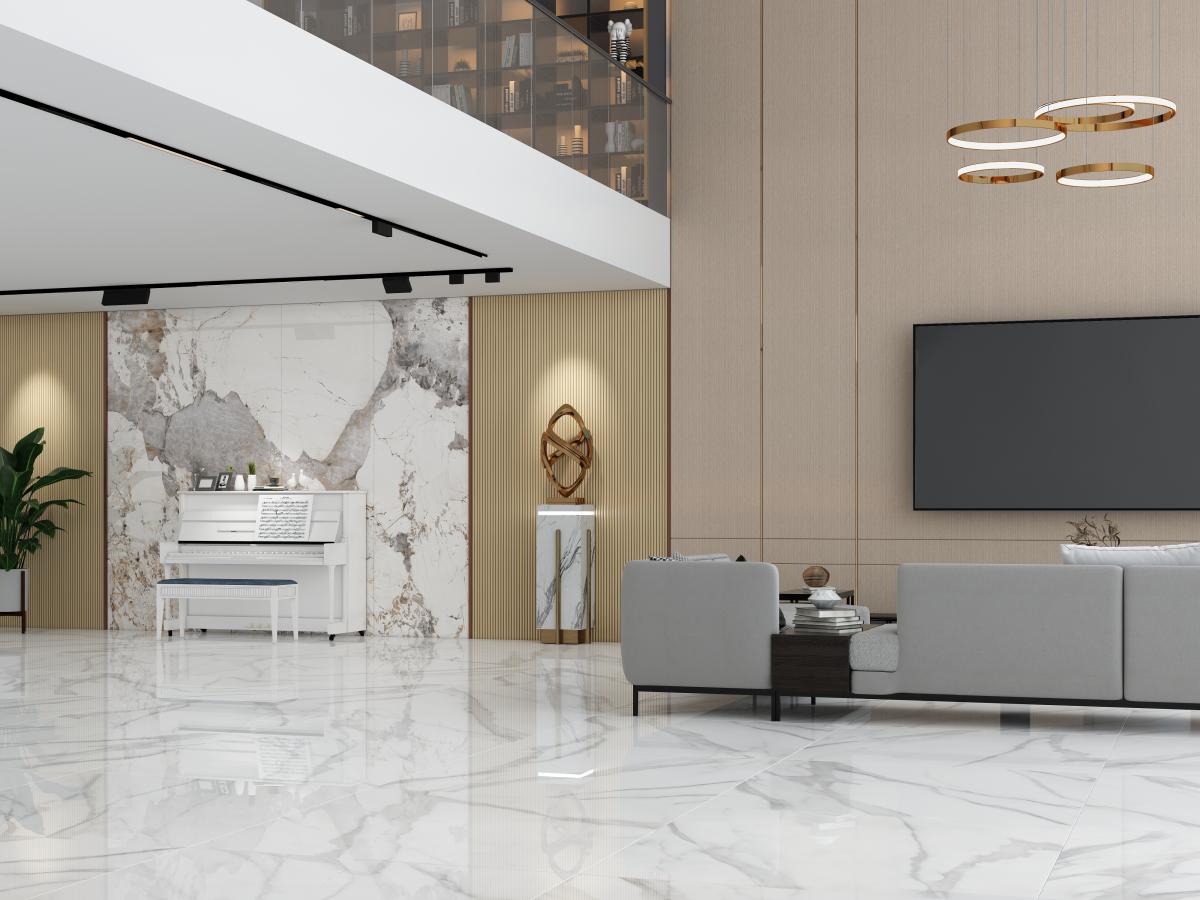 Gạch vân đá marble lát sảnh lớn