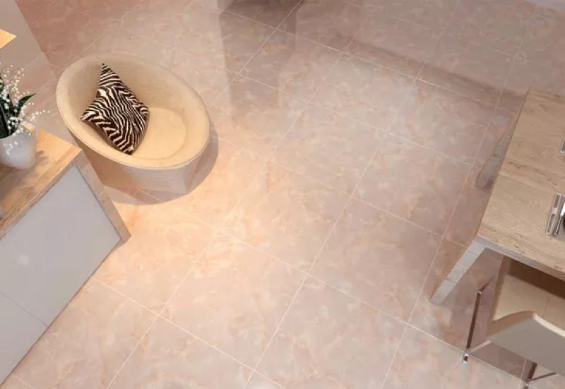 Gạch Catalan 60039 kích thước 60x60 màu kem hồng cho phòng tắm mềm mại, thư thái