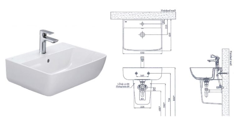 Kích thước chậu rửa mặt