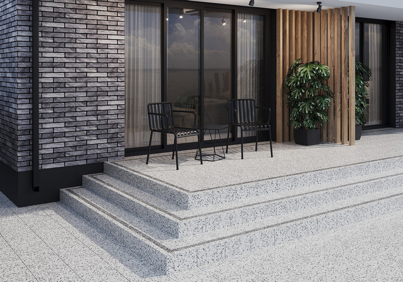 Gạch vân terrazzo ốp bậc tam cấp