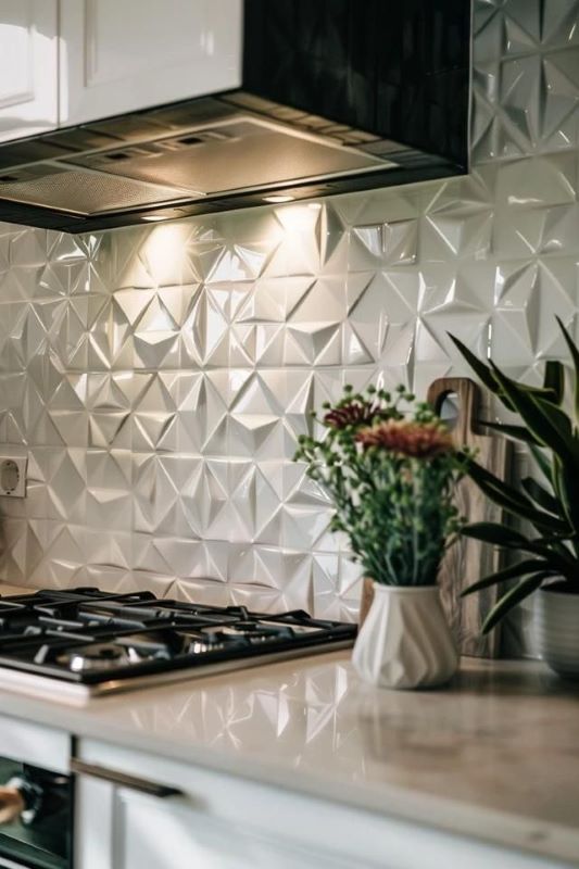 Gạch 3D ốp tường bếp