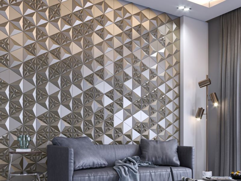 Gạch 3d ốp tường phòng khách 