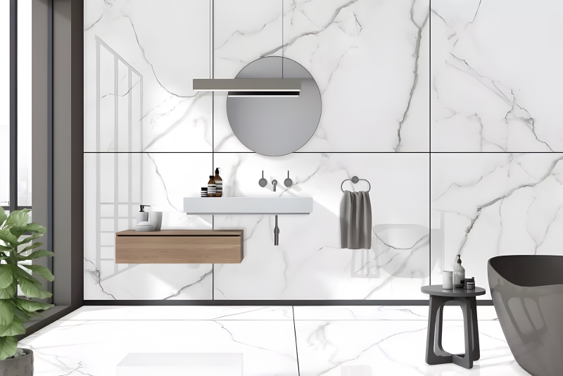 Gạch 120x180 nhập khẩu Ấn Độ đáp ứng được cả về thẩm mỹ và công năng sử dụng khu vực nhà tắm 