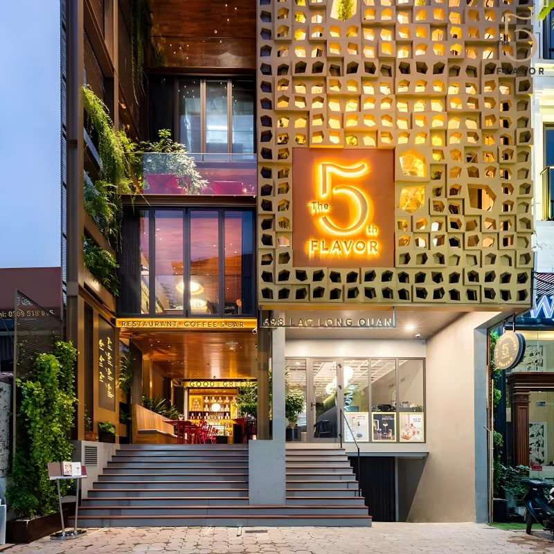 Gạch bông gió ốp mặt tiền quán ăn, quán cafe