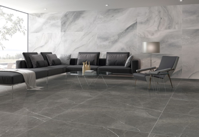 Gạch giả đá ốp tường phòng khách