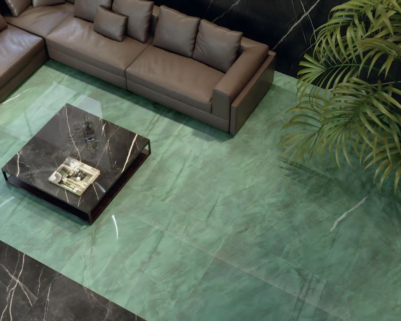 Tông màu gạch lát nền gia chủ mệnh Thủy nen tiết chế chọn