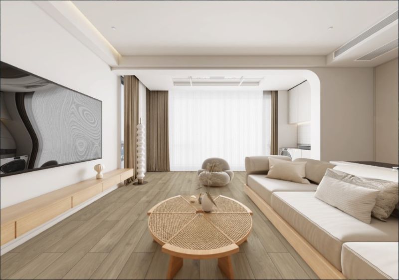 Gạch vân gỗ lát nền phòng khách