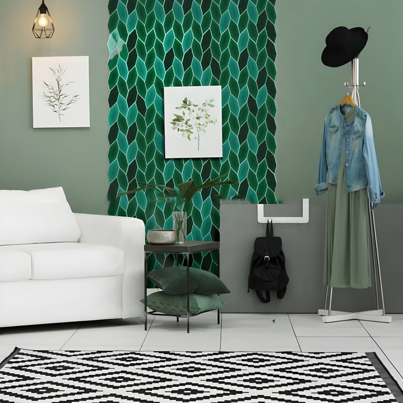 Gạch mosaic hình chiếc lá ốp trang trí