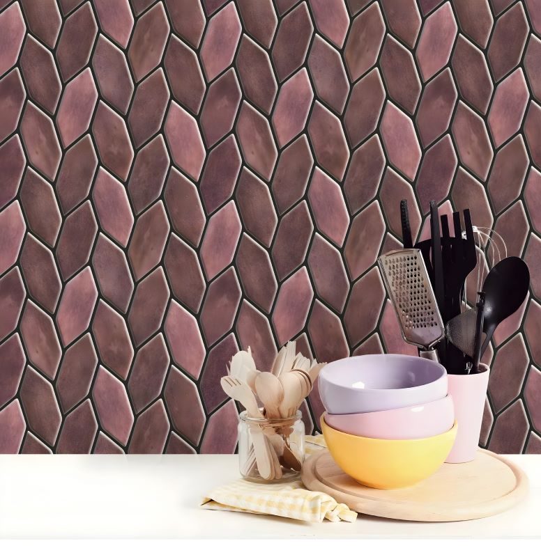 Gạch mosaic hình lá trang trí