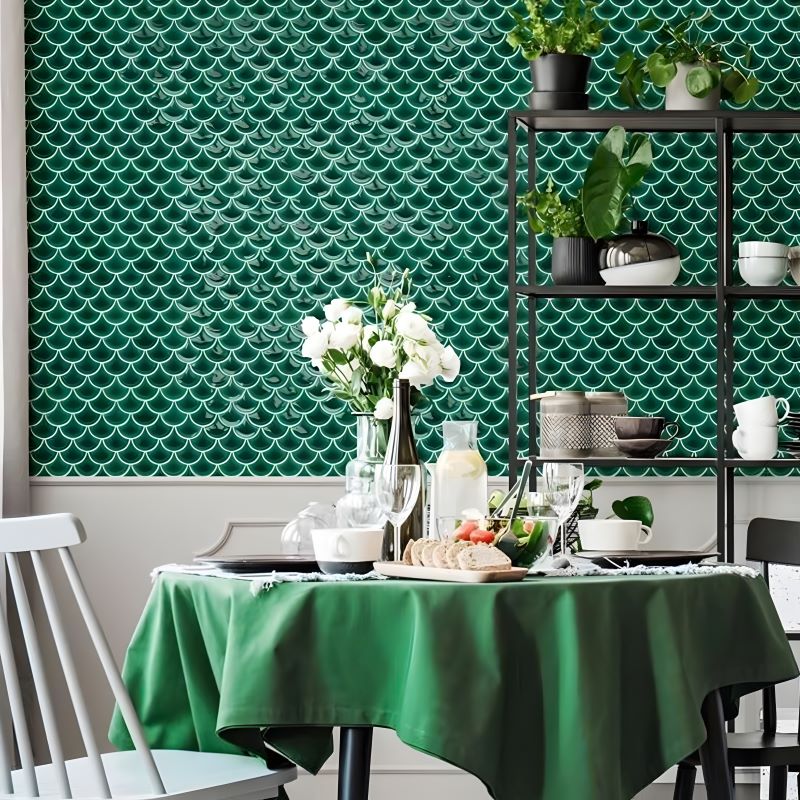 Gạch mosaic vảy cá màu xanh lục