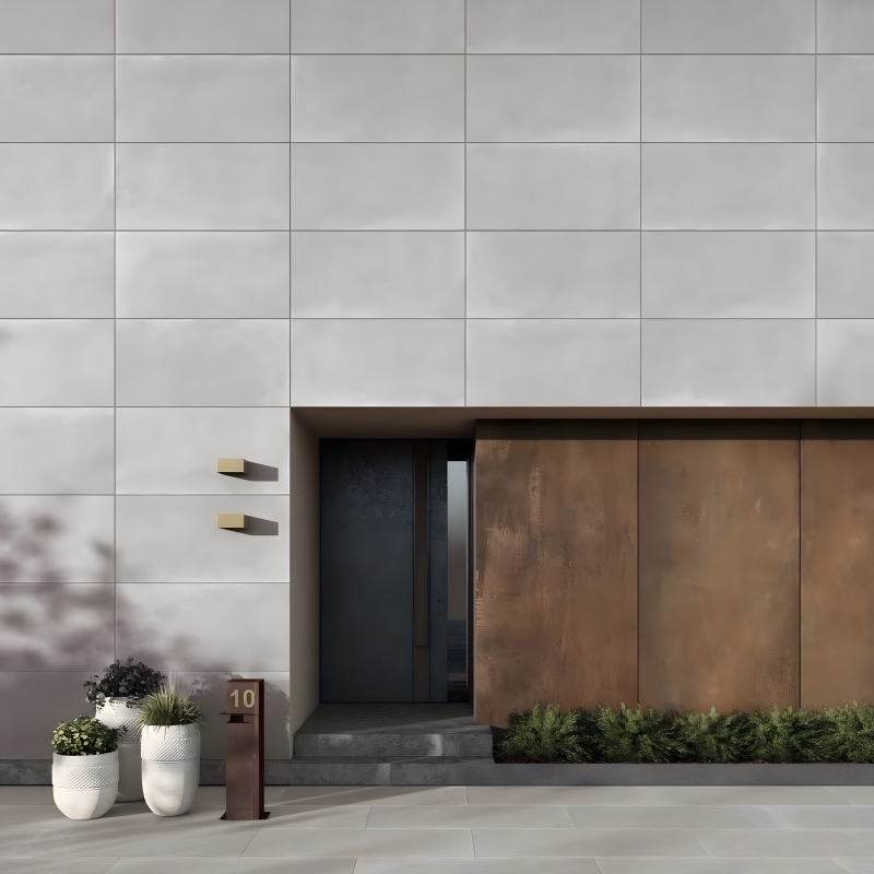 Gạch ốp mặt tiền vân xi măng tông màu sáng