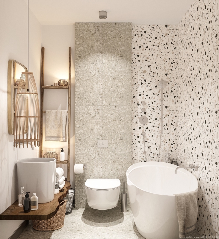 Phòng tắm đầy cảm hứng với mẫu gạch Terrazzo