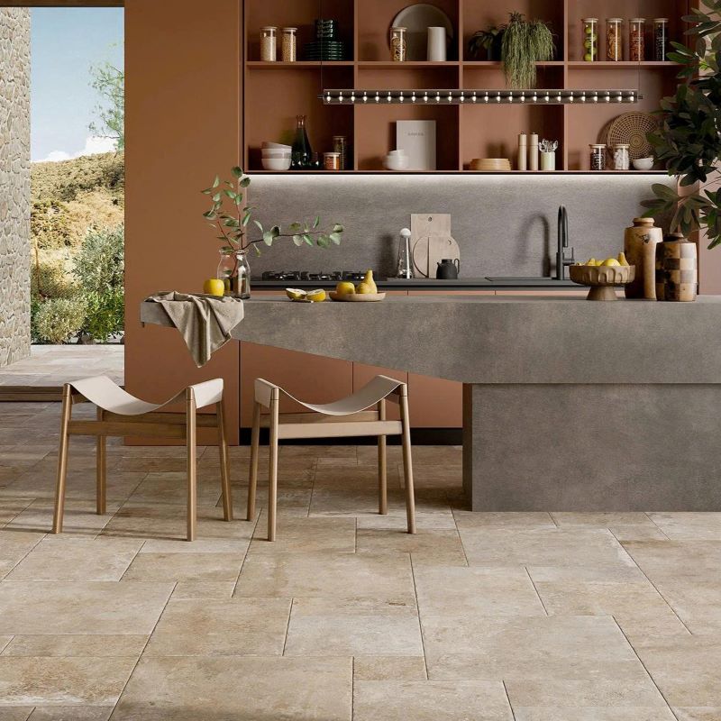 Gạch vân xi măng ốp tường bếp 