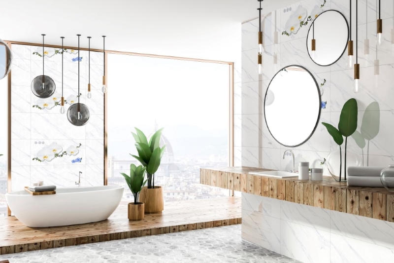 mẫu gạch ốp tường nhà tắm theo bộ màu trắng