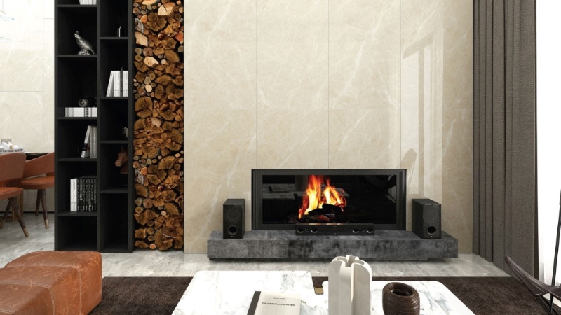 Gạch ốp tường phòng khách phong cách hiện đại