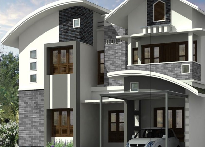 Gạch thẻ ốp trang trí mặt tiền nhà 2 tầng hiện đại 