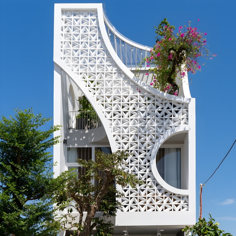 Gạch thông gió chữ V ốp mặt tiền