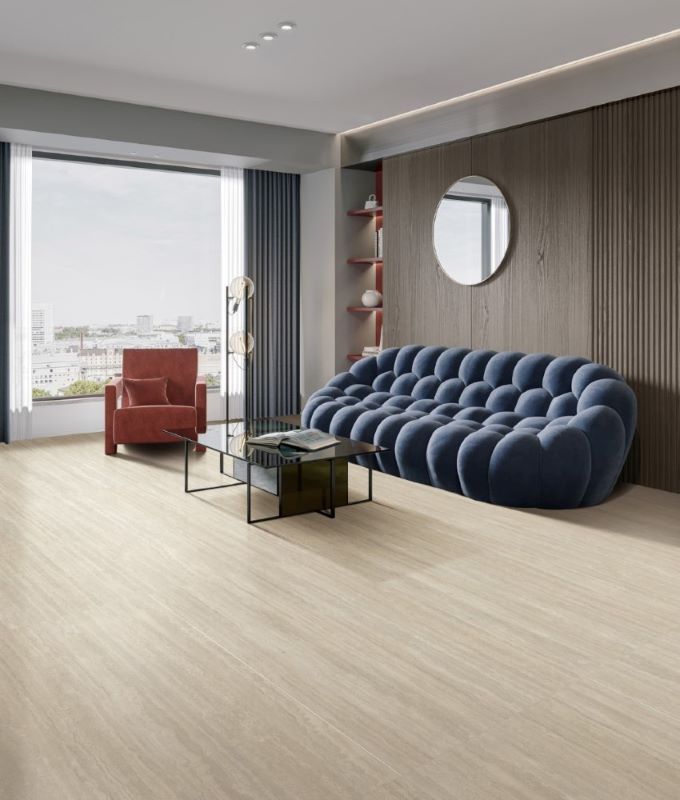 Gạch vân đá travertine ốp lát phòng khách