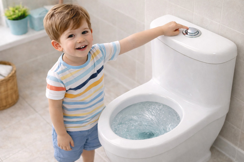 Nút xả nhẹ khiến việc vệ sinh cho bé trở nên dễ dàng hơn