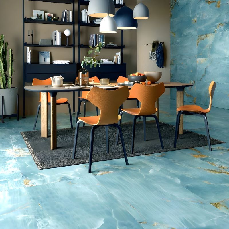 Gạch lát nền màu xanh dương độc đáo