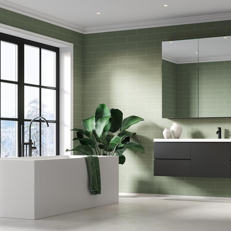 Gạch thẻ màu xanh oliu được ốp sole