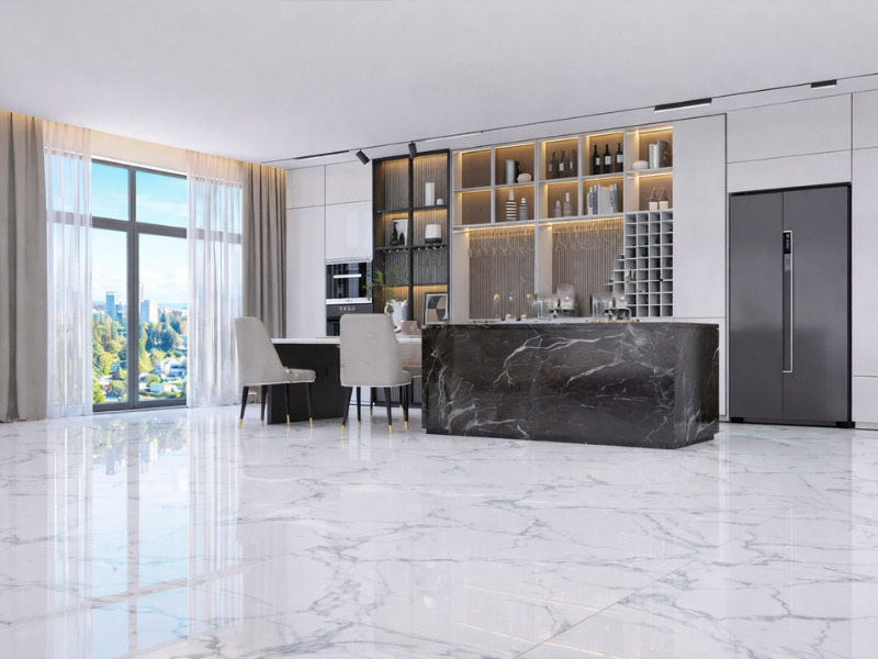 Gạch vân đá Viglacera ốp lát phòng bếp