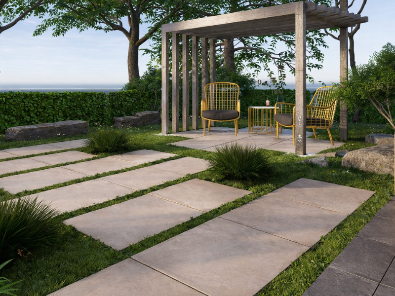 Gạch vân đá Viglacera ốp lát mặt tiền, sân vườn