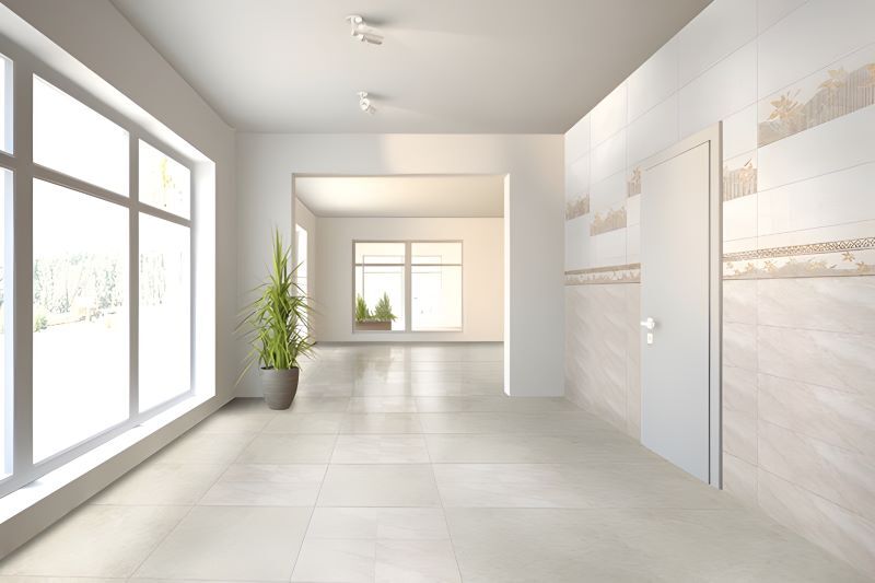 Mẫu gạch điểm tông màu ghi sáng phù hợp với mọi không gian hành lang