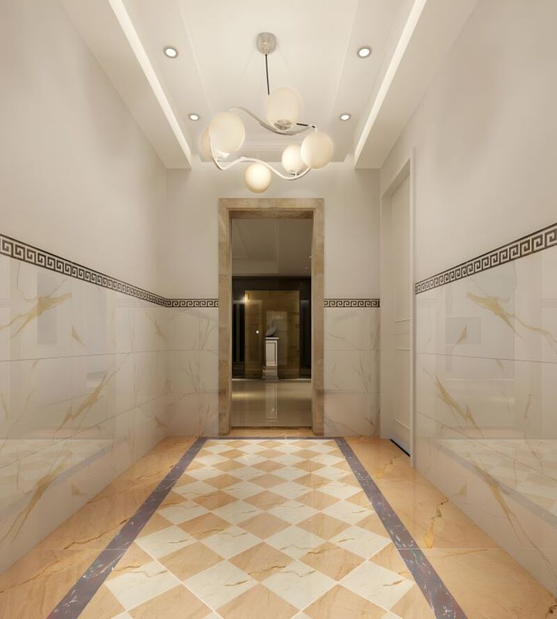 Gạch điểm ốp tường hàng lang