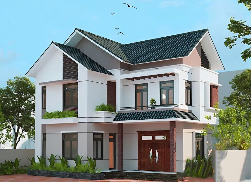 Mẫu nhà mái Thái cho kiến trúc nhà 2 tầng