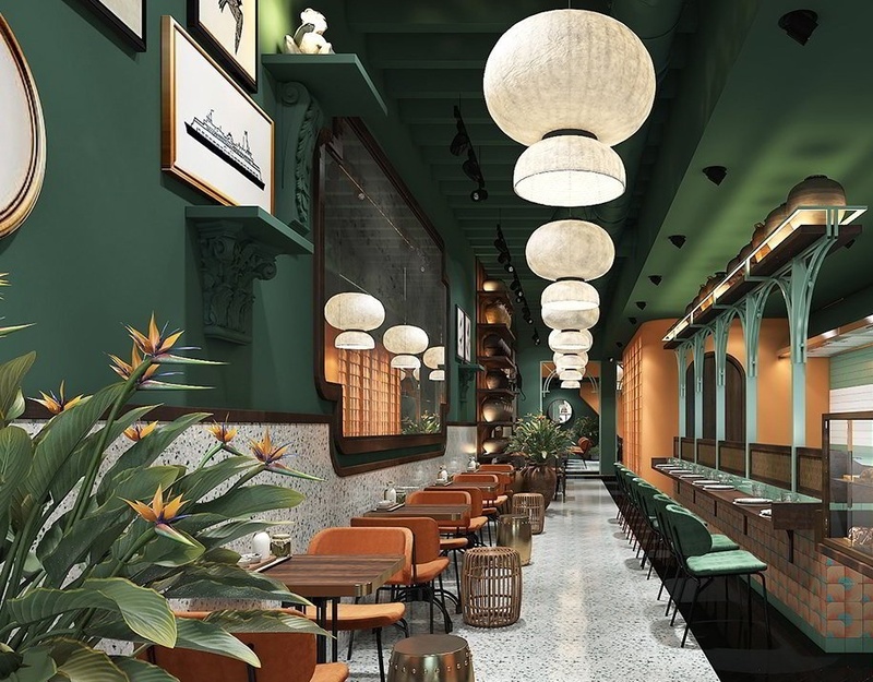Thiết kế nhà hàng quán cafe phong cách Đông Dương