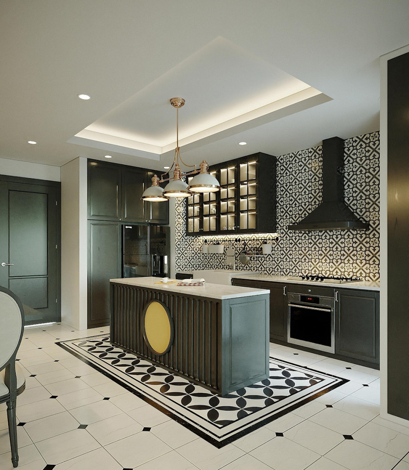 Mẫu gạch ốp lát phù hợp phòng bếp phong cách Đông Dương