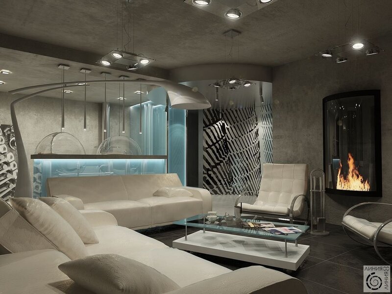 Mẫu gạch ốp lát phù hợp phòng khách phong cách Hi-tech