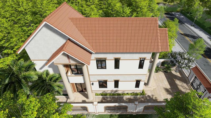 Nhà hiện đại với mái ngói tráng men đầy thẩm mỹ 