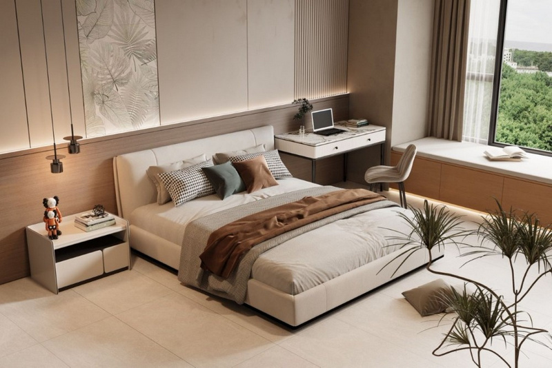 Gạch khổ lớn có thể sử dụng để trang trí phòng ngủ