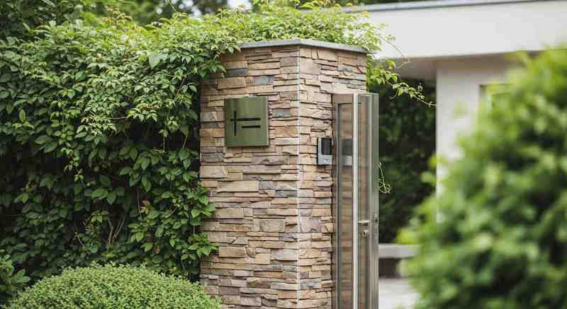 Gạch vân đá giả cổ ốp cổng đầy tinh tế