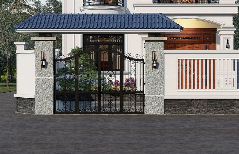 Gạch vân đá hoa cương ốp cổng