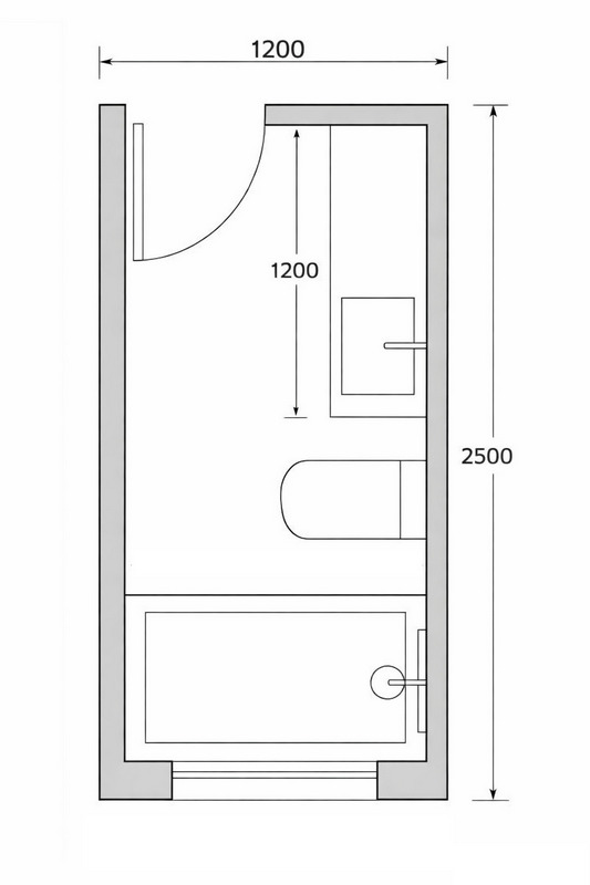 Ý tưởng bổ trí phòng tắm 1.2m x 2.5m