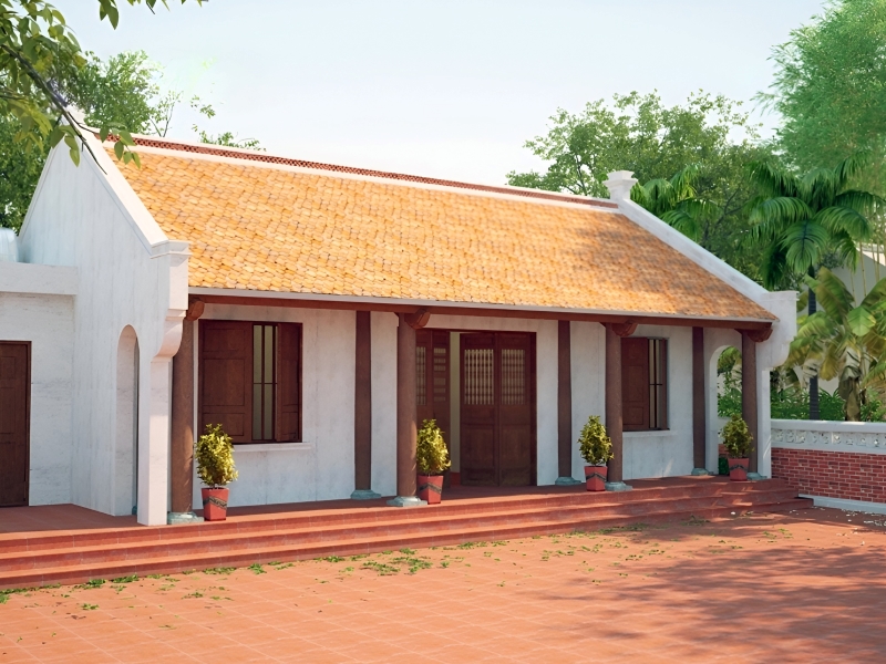 Gạch đỏ lát sân các công trình truyền thống