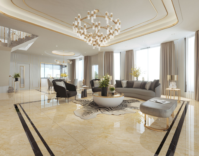 Gạch vân đá Catalan 10003 tông màu vàng rất hài hòa với vẻ đẹp chung của không gian