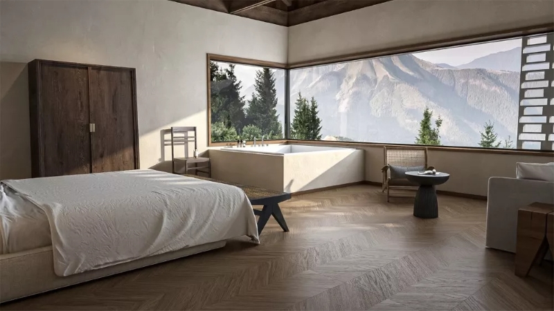 Gạch vân gỗ xương cá Trung Quốc HLTQ612105EL cho không gian phòng ngủ thêm ấm áp, gần gũi