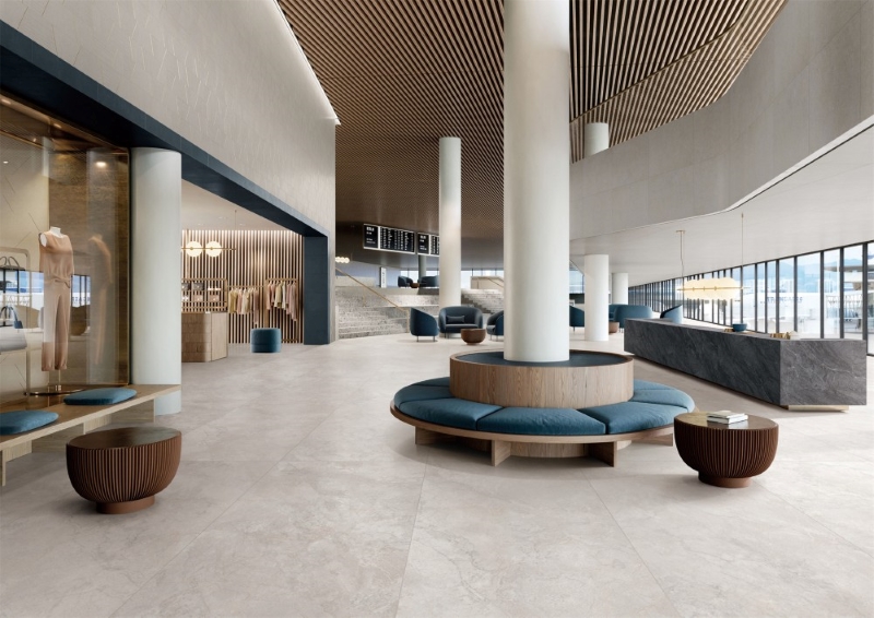 Gạch Trung Quốc HLTQ918058EL 90x180 rất cân xứng với không gian thương mại diện tích lớn