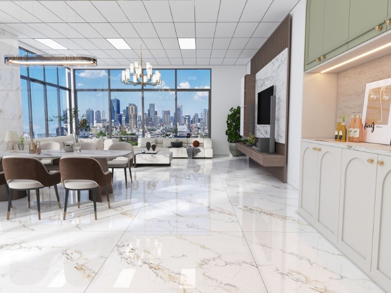 Gạch vân đá lát nền phòng khách