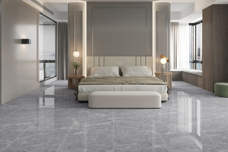 Gạch vân đá xám 60x60 Á Mỹ 21.B.660.4265 lát phòng ngủ hiện đại