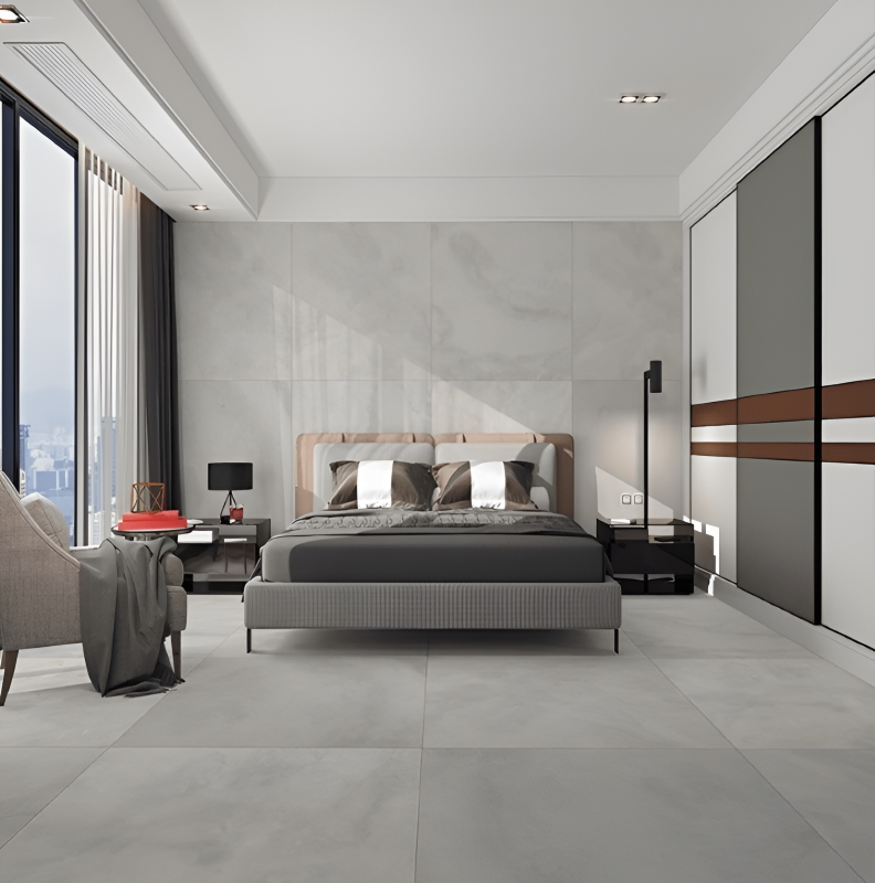 Gạch vân xi măng lát nền phòng ngủ khổ lớn