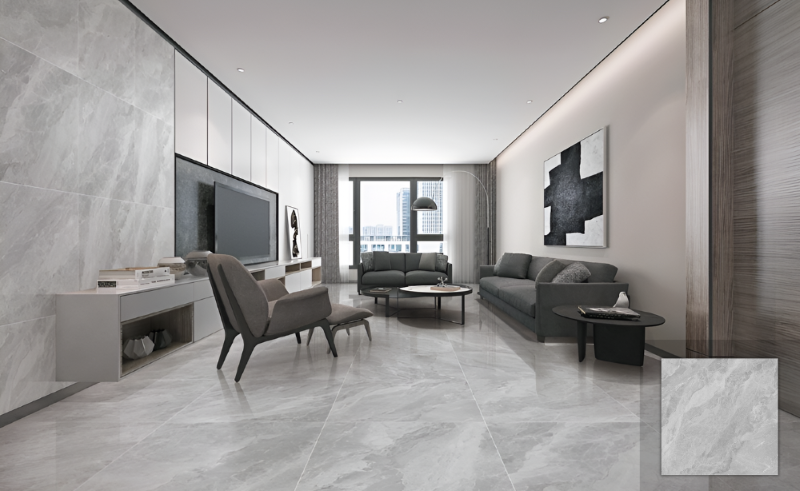 Gạch Trung Quốc HLTQ88003EL vân mây tông xám đẹp thời thượng