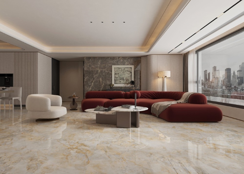 Gạch Trung Quốc HLTQ110000HD màu vàng vân đá