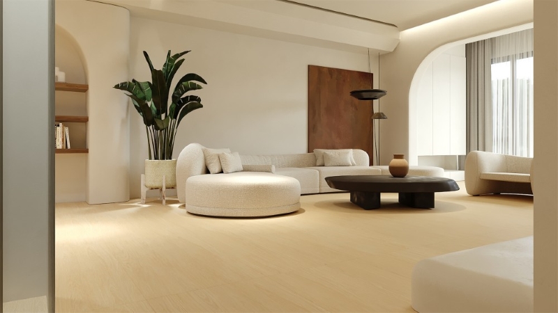 Mẫu gạch lát nền màu vàng vân gỗ