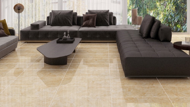 Gạch Á Mỹ 21.A.480.0792  phối sofa đen ấn tượng