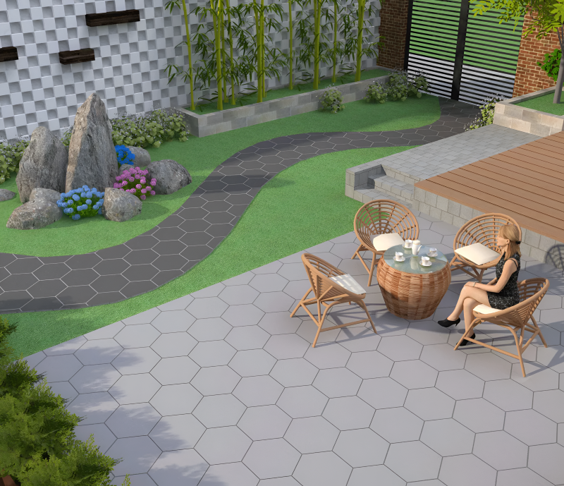 Lát sân kiểu lục giác